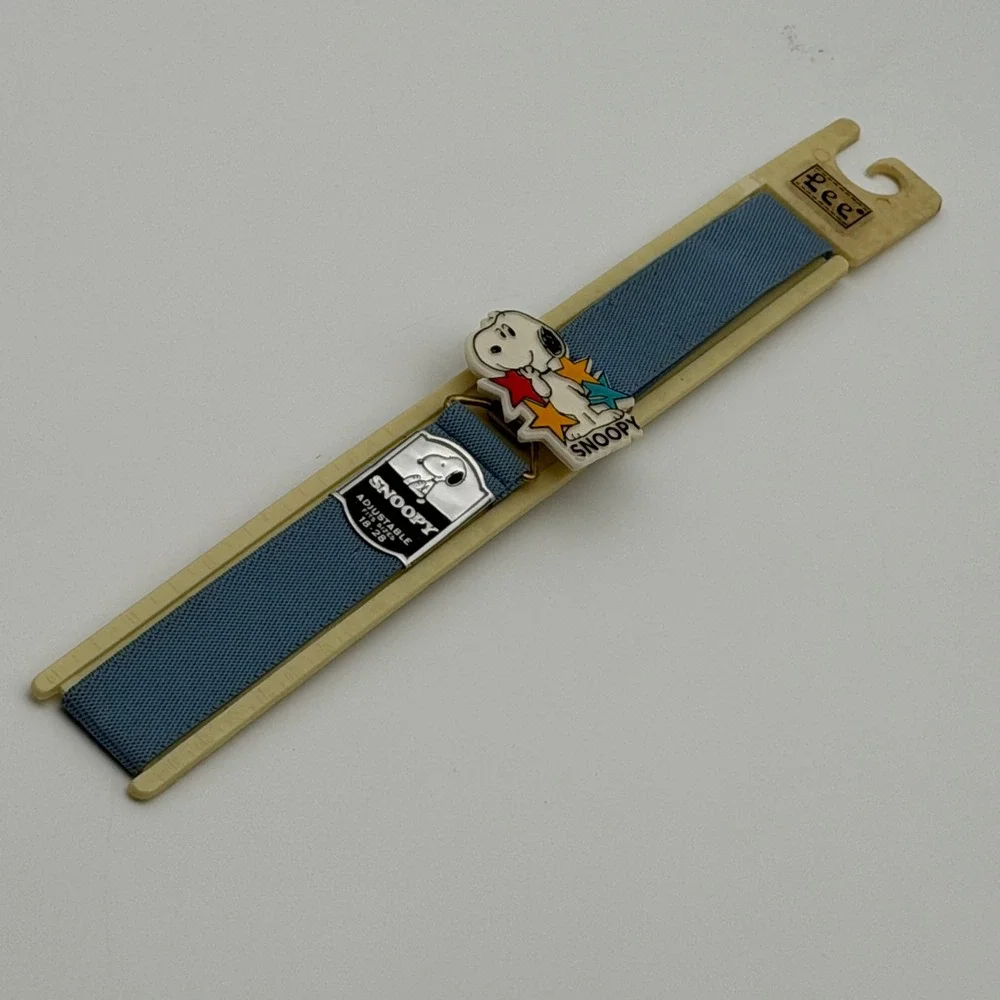 Vintage Lee Snoopy Peanuts Blue Elastic Adjustable Belt Kids Made in USA 18-28